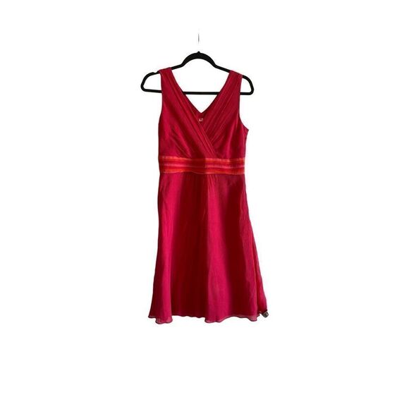 Boden Dresses & Skirts - Boden Dress Silk Coral Red Shear V-neck Sleeveless Lined Size 6R